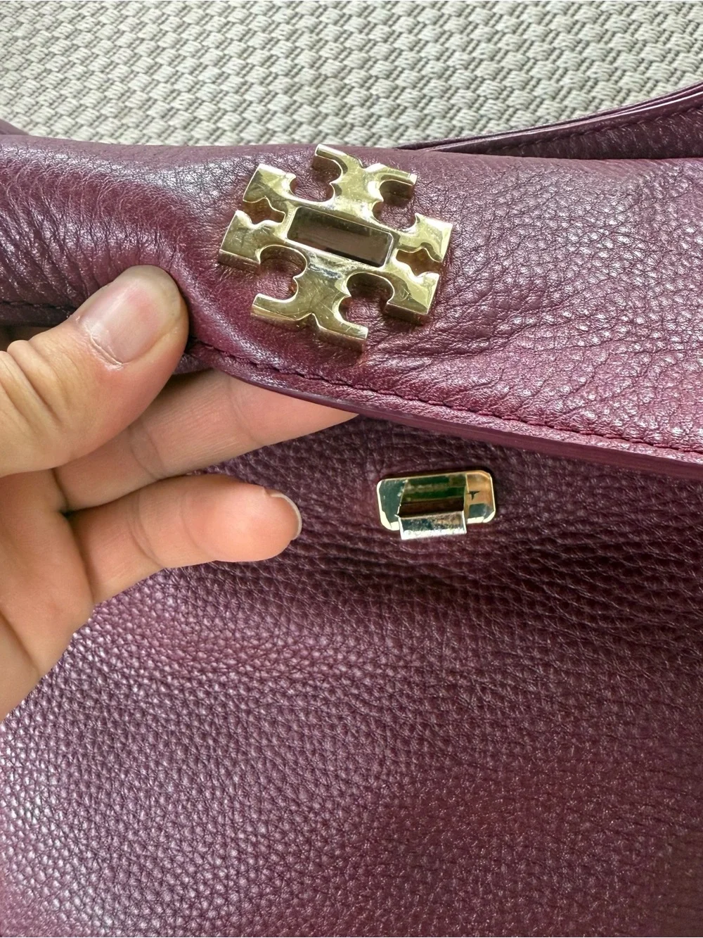 Tory Burch mercer slouchy hobo shiraz leather handbag